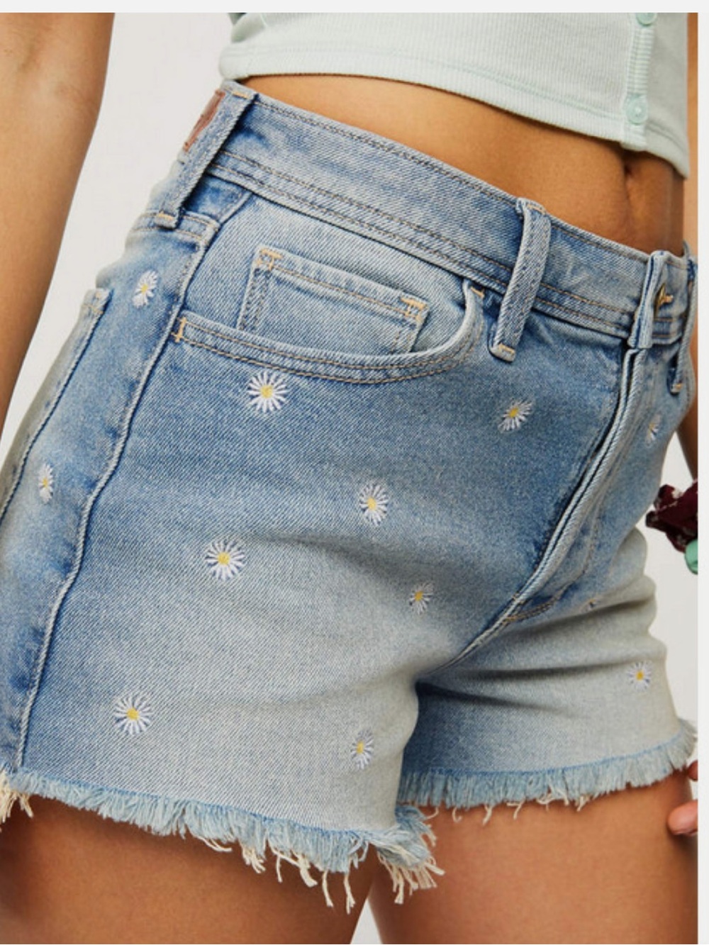 Hollister Daisy High-Rise Mom Embroidered Vintage Stretch Denim Shorts (5/27)